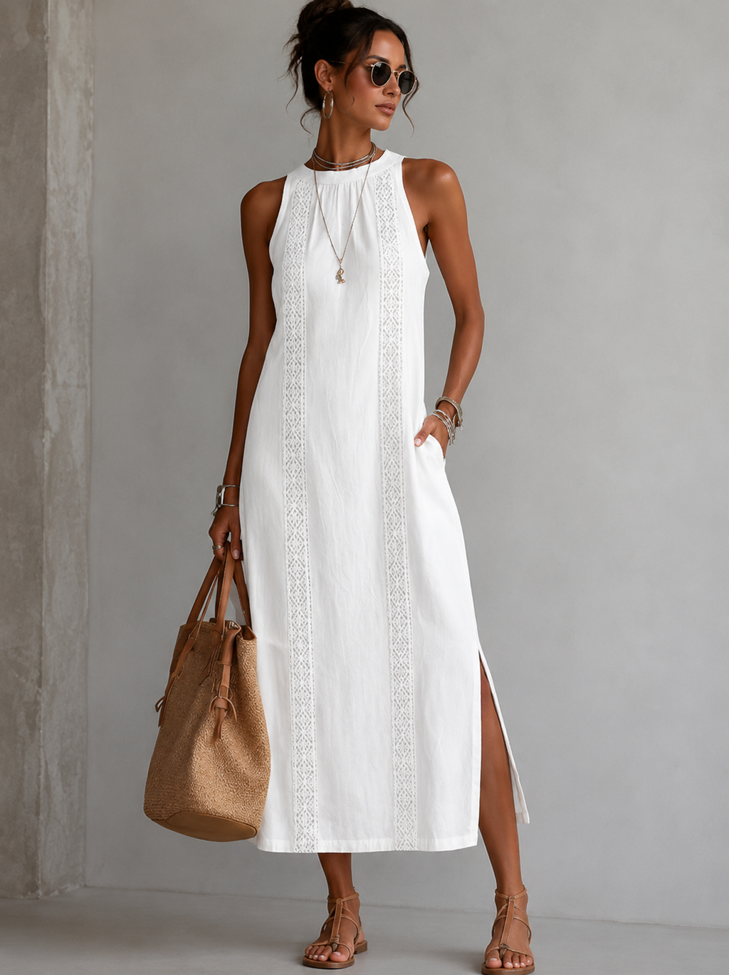 Women's Embroidered Shirt Dress – Relaxed Pocket Flowy Dress