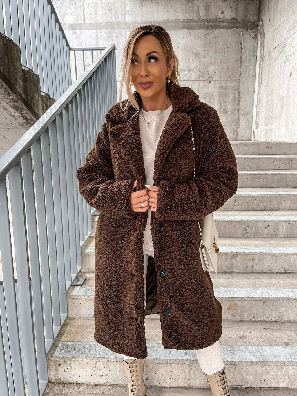 Women's Textured Longline Trench Coat – Relaxed Button Front Coat