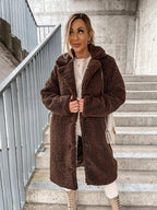 Women's Textured Longline Trench Coat – Relaxed Button Front Coat