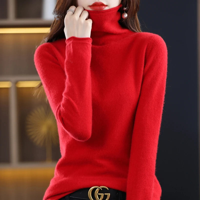 Women's Turtleneck Winter Sweater – Classic Roll Neck Knit Sweater