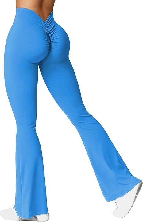 Women's High Waisted Flared Scrunch Leggings – Seamless Yoga Pants