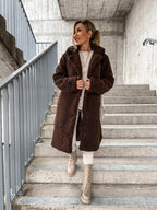 Women's Textured Longline Trench Coat – Relaxed Button Front Coat