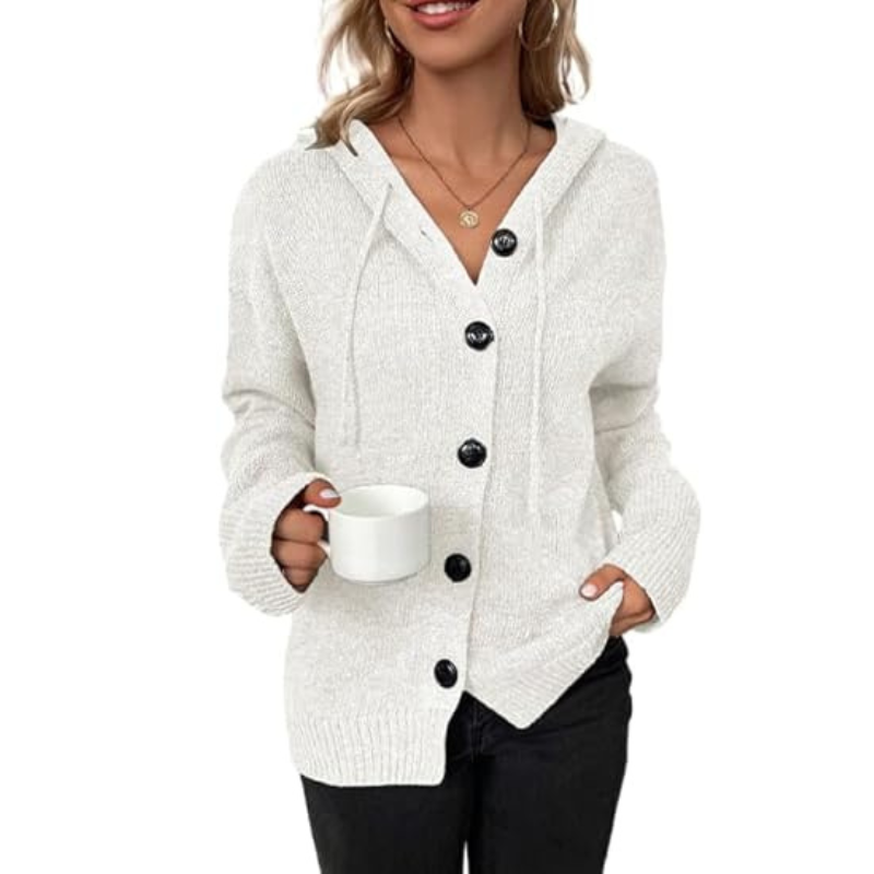 Women's Button Front Winter Cardigan – Thick Knit Long Sleeve Cardigan