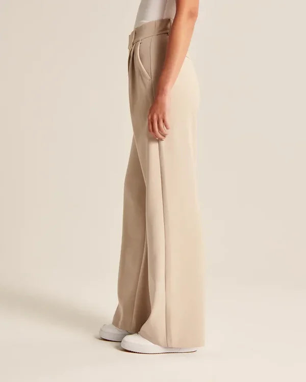 Women's Pleated Wide Leg Pants – High Waist Flowy Dress Trousers
