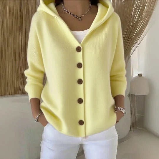 Women's Hooded Knit Cardigan – Button Front Sweater Jacket