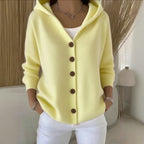 Women's Hooded Knit Cardigan – Button Front Sweater Jacket