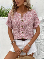 Women's Turn-Up Sleeve Blouse – Curved Hem Button Front Blouse