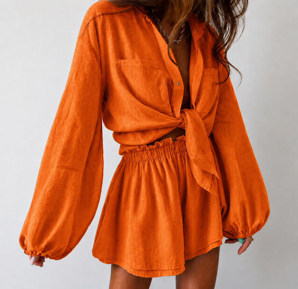 Women's Collared Wrap Mini Dress – Long Sleeve Shirt Dress