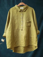 Women's Button Front Stand Collar Blouse – Long Sleeve Dressy Blouse
