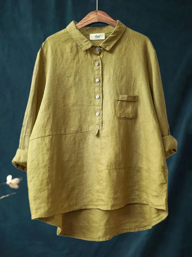 Women's Button Front Stand Collar Blouse – Long Sleeve Dressy Blouse