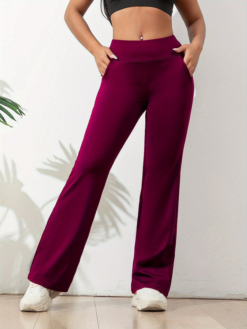 Women's Flared Yoga Pants – High Waist Stretch Pocket Workout Trousers