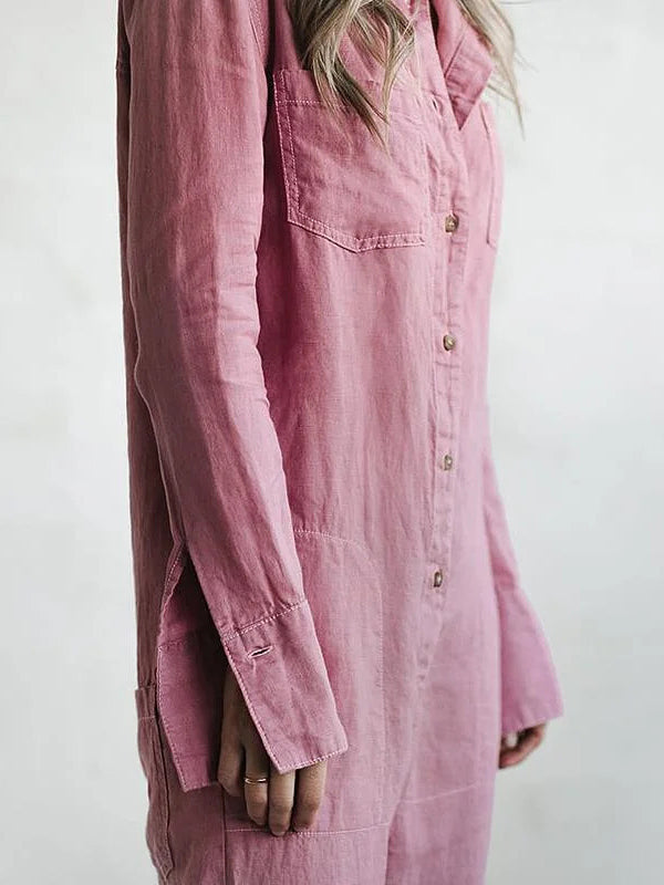Women's Full Length Jumpsuit – Relaxed Long Sleeve Occasion Jumpsuit