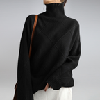 Women's Diamond Knit Sweater – Roll Neck Jumper