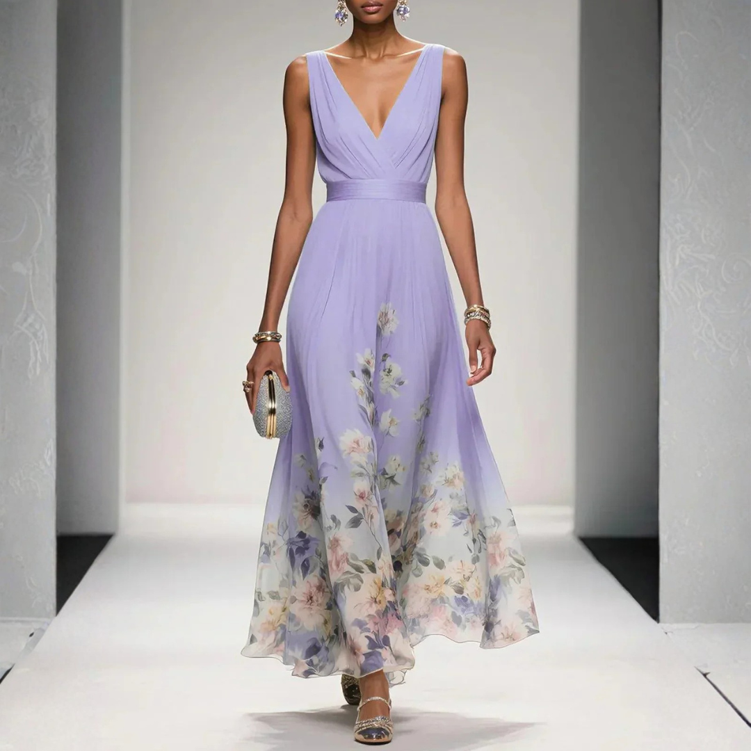 Women's Floral Wedding Guest Maxi Dress – Flowy Summer Occasion Dress