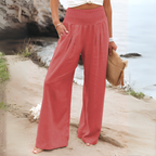 Women's High Waist Casual Pants – Relaxed Wide Leg Pull-On Trousers
