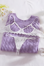 Women's Deep Plunge Lingerie Set – Lace Bra & Matching Brief Set