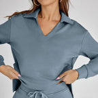 Women's Relaxed Lounge Set – Oversized Wide Leg Two-Piece Outfit