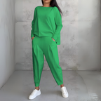 Women's Crew Neck Pants Set – Long Sleeve Relaxed Lounge Set