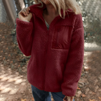 Women's Teddy Fleece Jacket – Zip-Up Stand Collar Winter Jacket