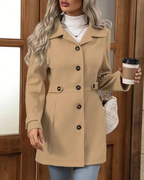 Women's Long Tailored Coat – Classic Button Front Overcoat
