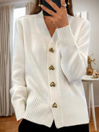 Women's Heart Button Cardigan – Long Sleeve Knit Cardigan