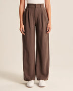 Women's Pleated Wide Leg Pants – High Waist Flowy Dress Trousers