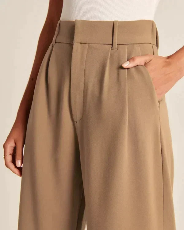 Women's Fitted Flared Pants – High Rise Flare Leg Dress Trousers