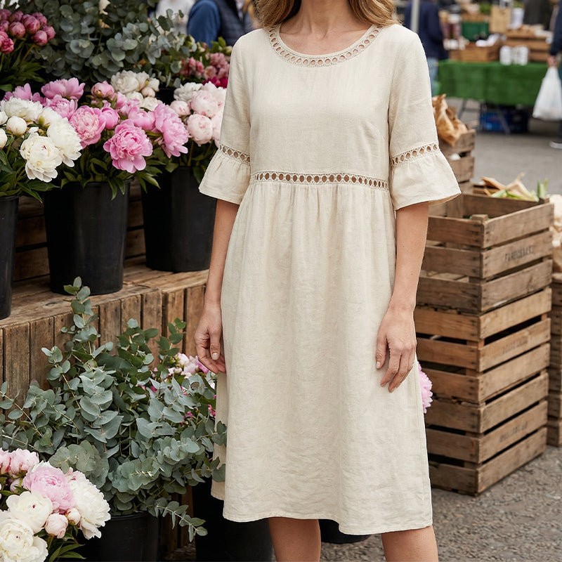 Women's Flowy Midi Occasion Dress – Figure-Flattering Day-to-Evening Dress