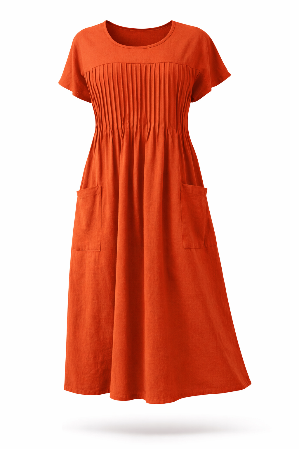 Women's Relaxed Pocket Midi Dress – Long Sleeve Casual Day Dress
