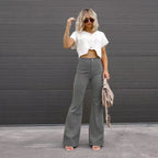 Women's Long Flared High Waist Pants – Retro Style Casual Trousers