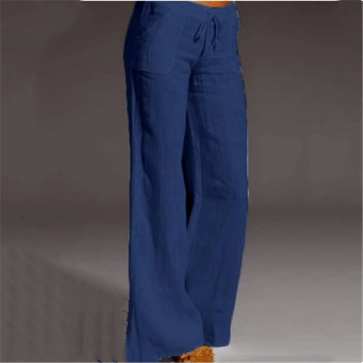 Women's Wide Leg Drawstring Summer Pants – Lightweight Relaxed Trousers