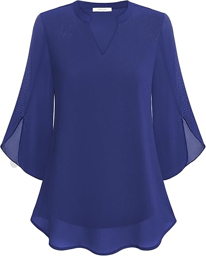 Women's V-Neck Loose Sleeve Blouse – Wide Sleeve Flowy Casual Blouse