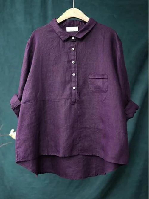 Women's Button Front Stand Collar Blouse – Long Sleeve Dressy Blouse