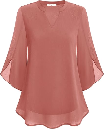 Women's V-Neck Loose Sleeve Blouse – Wide Sleeve Flowy Casual Blouse