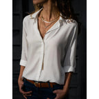 Women's Tailored Button Front Blouse – Long Sleeve Office Work Blouse