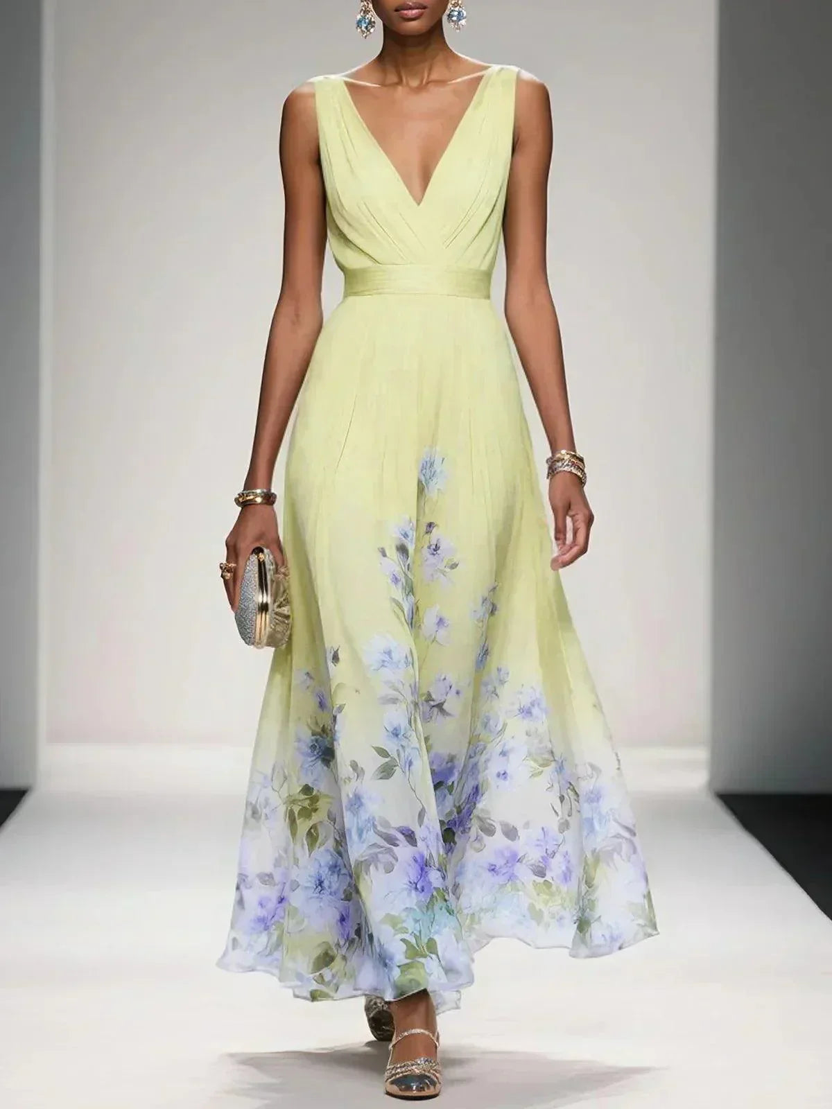 Women's Floral Wedding Guest Maxi Dress – Summer Flowy Occasion Dress