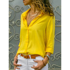 Women's Tailored Button Front Blouse – Long Sleeve Office Work Blouse