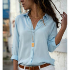 Women's Tailored Button Front Blouse – Long Sleeve Office Work Blouse
