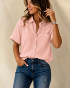 Women's Relaxed Button Blouse – Flowy Everyday Shirt Blouse