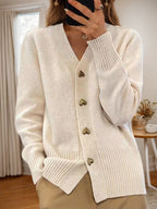Women's Heart Button Cardigan – Long Sleeve Knit Cardigan