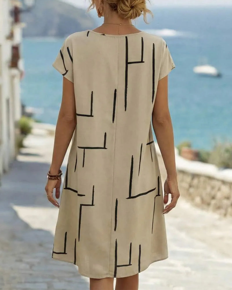 Women's Vacation Print Dress – Flowy Relaxed Summer Dress