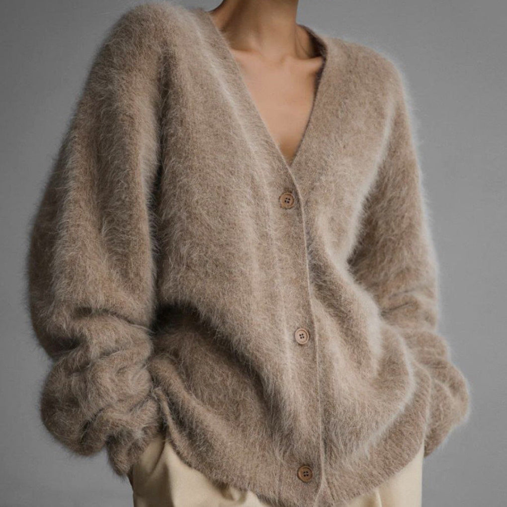 Women's Button Front Ribbed Cardigan – Relaxed Long Sleeve Cardigan