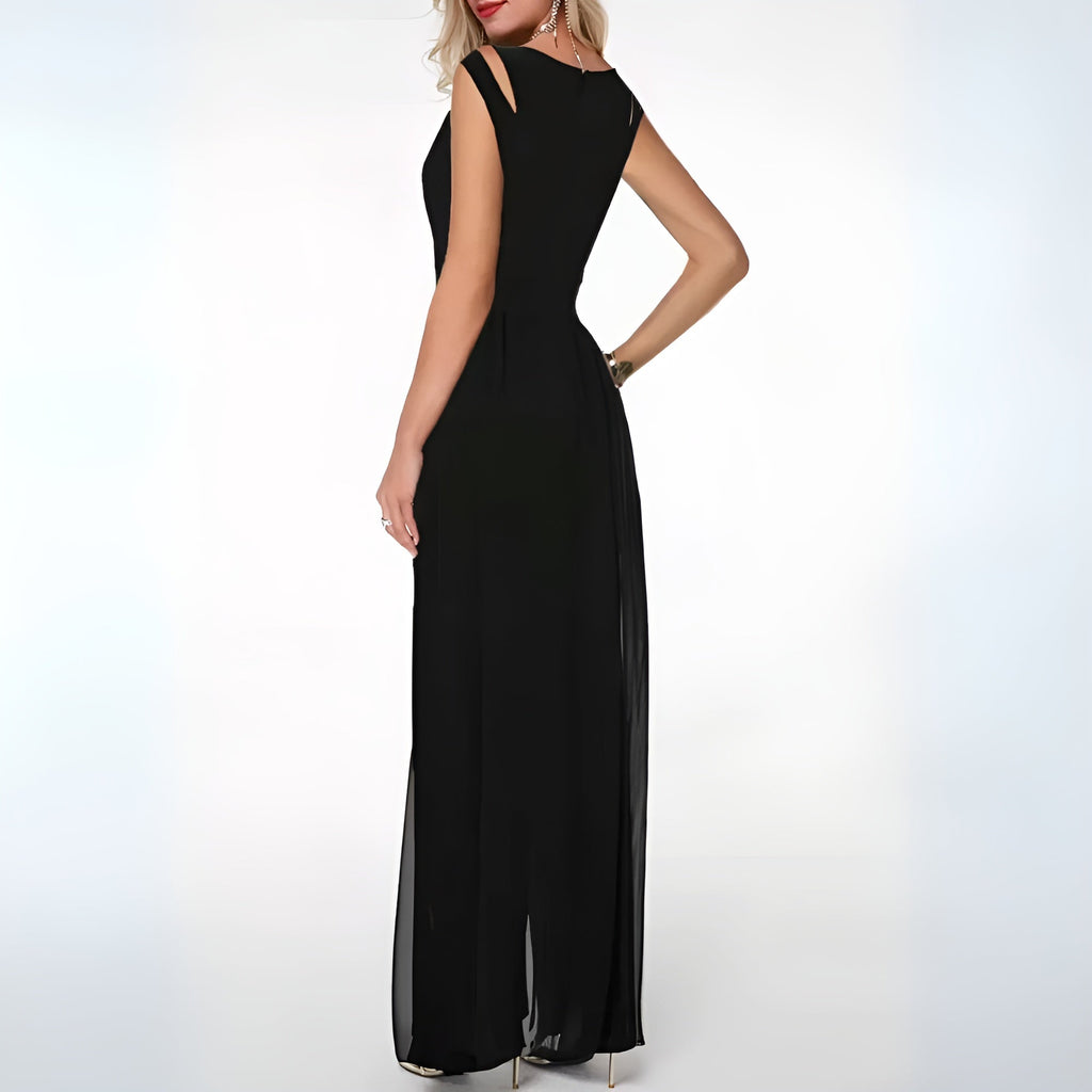 Women's Relaxed Occasion Jumpsuit – Sleeveless Flowy Wide Leg Jumpsuit