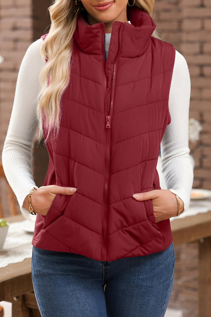 Women's Quilted Puffer Vest – Sleeveless Cold Weather Gilet
