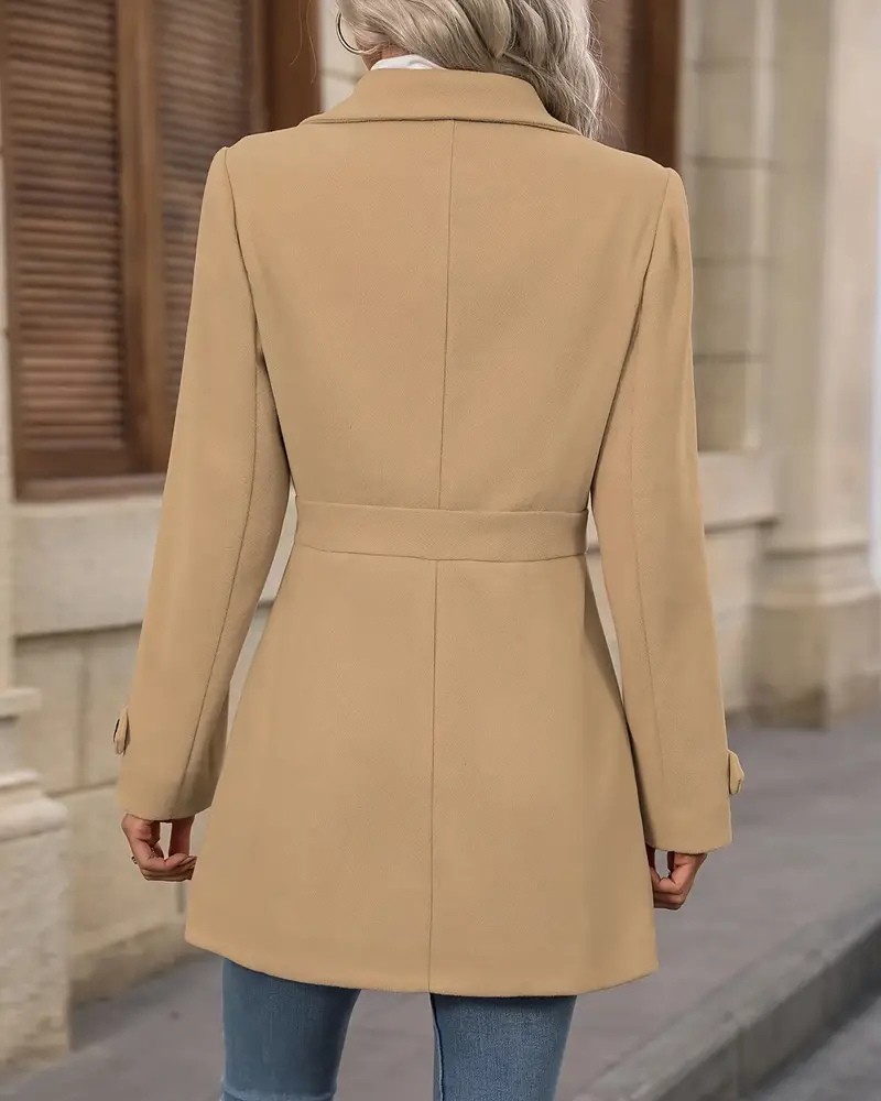 Women's Long Tailored Coat – Classic Button Front Overcoat