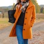 Women's Long Winter Coat – Button Front Overcoat