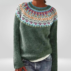 Women's Nordic Crew Neck Sweater – Icelandic Pattern Winter Pullover
