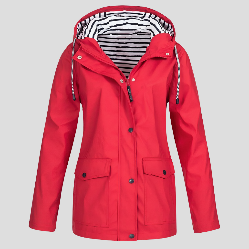 Women's Hooded Rain Jacket – Wind Resistant Zip-Up Outdoor Jacket