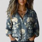 Women's Ombre Print Blouse – Long Sleeve Button Front Blouse