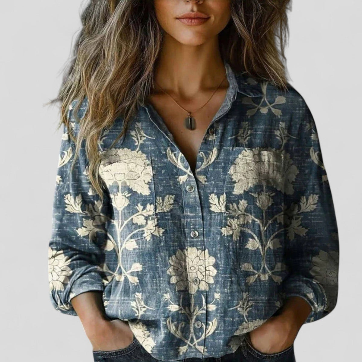 Women's Ombre Print Blouse – Long Sleeve Button Front Blouse